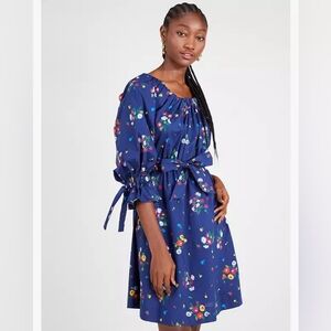 Kate Spade Bouquet Toss Tie-Back Dress blue floral medium